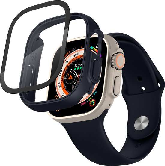 YONO Screen Protector Bumper geschikt voor Apple Watch Ultra (49mm) - Full Cover Case - Hoesje - Donkerblauw