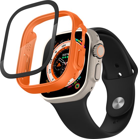 YONO Screen Protector Bumper geschikt voor Apple Watch Ultra (49mm) - Full Cover Case - Hoesje - Oranje