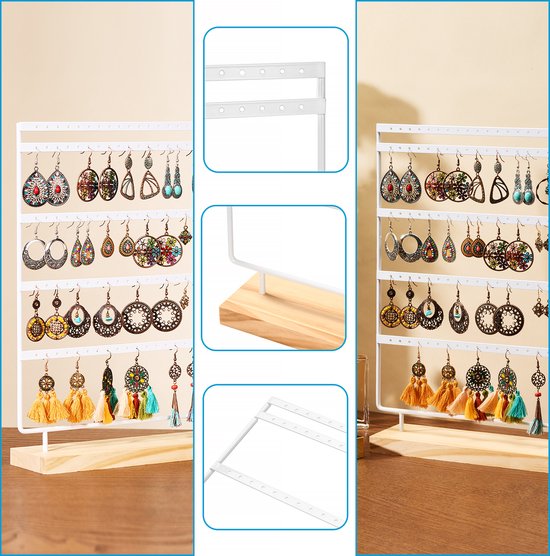 YONO Oorbellenrekje - Sieradenrekje - Oorbellen Organizer - Sieradenhouder - Opbergen - 100 gaatjes - Wit