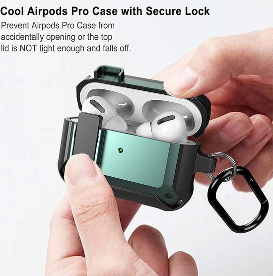 YONO Hoesje geschikt voor Airpods Pro 1 / 2 - Armor Case met Lock - Groen