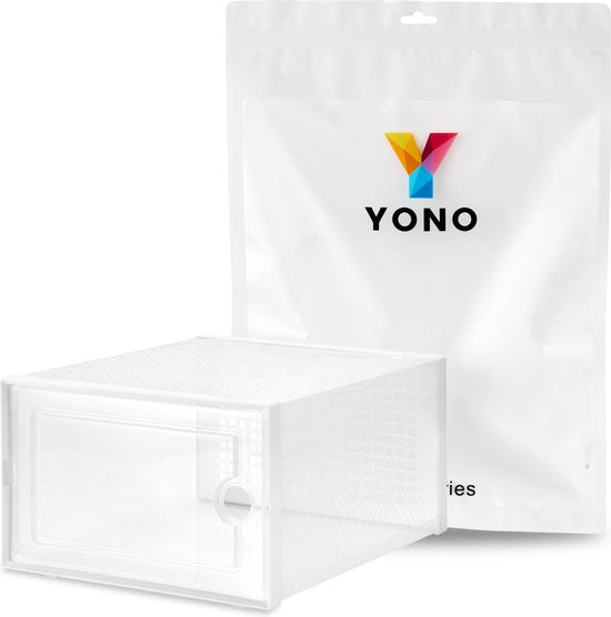 YONO Sneakerbox - Schoenenbox - Schoenen Opbergsysteem - Schoenenrek Organizer - Transparant - Wit - 1 Box