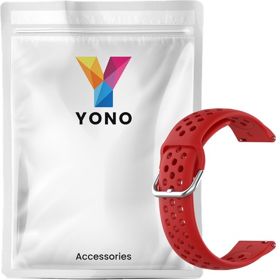 YONO Sport Air Bandje 20mm - Horlogebandje geschikt voor Samsung Galaxy Watch 7/6/5 / Pro / 4 / 3 / Active 2 - Garmin Approach / Forerunner / Venu 2 Plus / SQ / Vivomove - Polar Ignite / Unite – Huawei - Rood