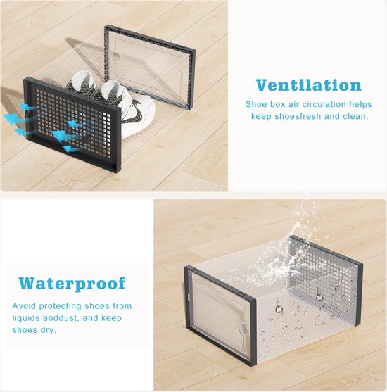 YONO Sneakerbox - Schoenenbox - Schoenen Opbergsysteem - Schoenenrek Organizer - Transparant - Zwart - 1 Box