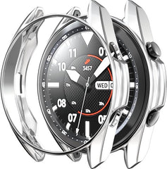 YONO Bumper geschikt voor Samsung Galaxy Watch 3 45mm – Siliconen Case Screenprotector – Zilver