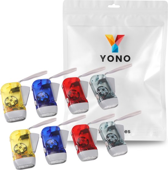 YONO Led Knijpkat Set - met Dynamo Oplaadbaar - Opwindbare Zaklampen - Handmatig Zonder Batterij Opwindbaar - 8 Stuks