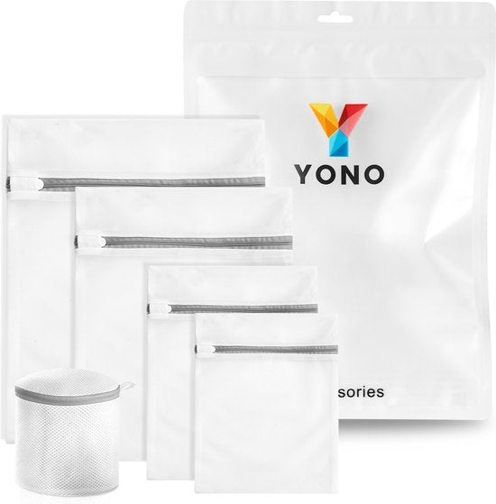 YONO Waszakken Set - 5 Stuks - Wasnetten met Rits voor Wasgoed - Waszak Wasmachine - Groot - Wit