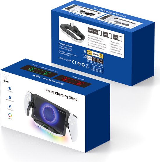 YONO Oplaadstation met RGB Led geschikt voor Playstation Portal - Charging Dock PS5 Portable - Oplader - Standaard
