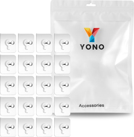 YONO Plakspijker Set - 20 Stuks - Klevende Spijker - Zelfklevende Haakjes - Plak Schroef - Plakhaakjes