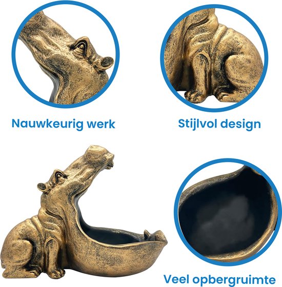 YONO Sleutelbakje - Sieraden Bakje - Sleutelschaal - Beeldjes Decoratie - Hippo XL