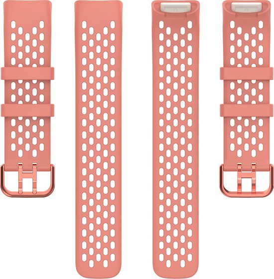 YONO Sport Air Bandje geschikt voor Fitbit Charge 5 / 6 - Vervangende Siliconen Armband Strap - Roze