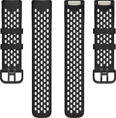 YONO Sport Air Bandje geschikt voor Fitbit Charge 5 / 6 - Vervangende Siliconen Armband Strap - Zwart