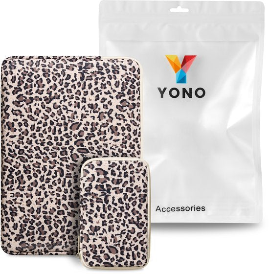 YONO Laptophoes 15 Inch – 14 Inch - Laptop Sleeve inclusief Etui Hoesje – Waterafstotende Laptoptas - Luipaard