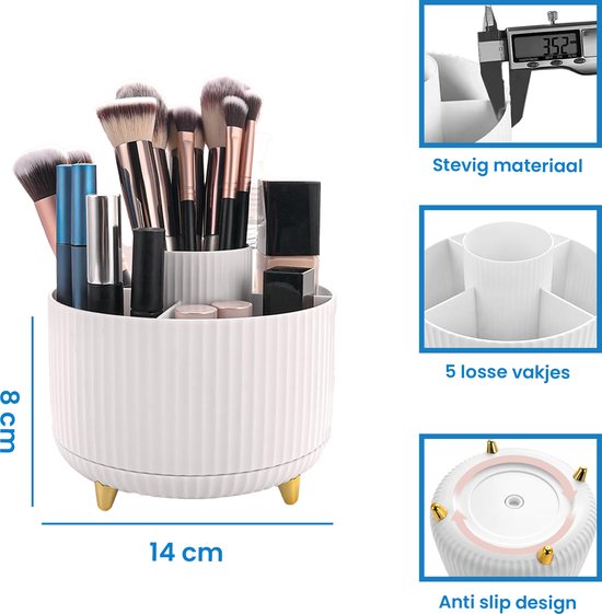 YONO Make Up Organizer - 360º Draaibaar M - Skincare Organizer - Parfum Houder - Wit