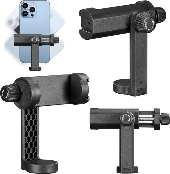 YONO 360º Draaibare Telefoonhouder voor Statief - Universeel met Cold Shoe Mount - Voor Smartphones tot 7 Inch - Zwart