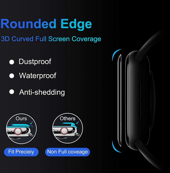 Screen protector geschikt voor Apple Watch - 40mm - Curved Edges - Volledige Bescherming - 3-Pack