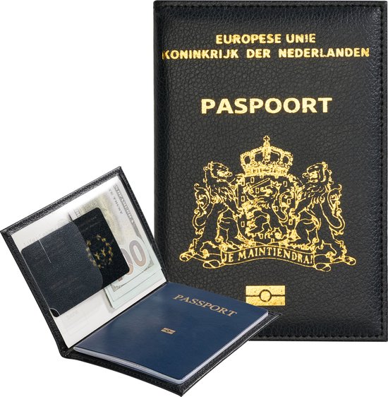 YONO Paspoort Hoesje NL - Paspoorthouder Kunstleer - Houder - Cover - Mapje - Zwart