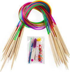 YONO Rondbreinaalden Set - 40 cm - Breinaalden zonder Knop - Haaknaalden - 18 Delig
