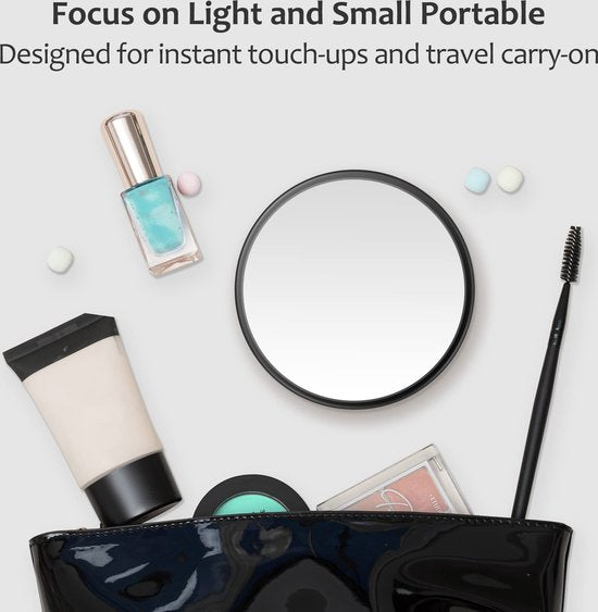 YONO Vergrootspiegel met Zuignap - Mini Make Up Spiegel - 30x Vergroting - Reisspiegel - Pincet Epileer - Zwart