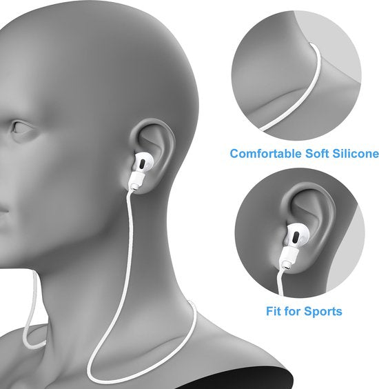 YONO Magnetische Band geschikt voor Apple Airpods - 4 3 2 1 - Pro - Siliconen Koord voor Oordopjes Draadloos - Anti Lost Strap - 80cm - Wit