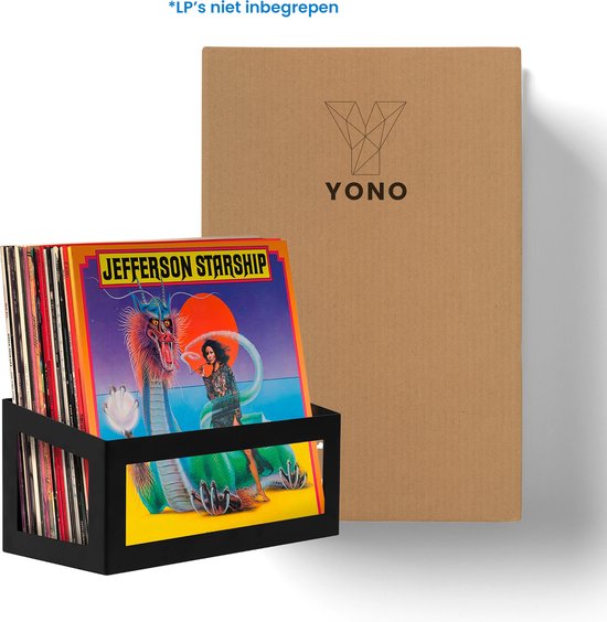 YONO LP Opbergsysteem Metaal - Houder aan de Muur - Platen Standaard - Display - Vinyl Rek - Platenhouder - Zwart