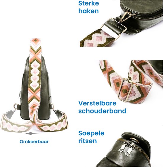 YONO Crossbody Tas Azteca Design - Sling Bag - Schoudertas - Anti Diefstal Rugzak - Dames - Donkergroen