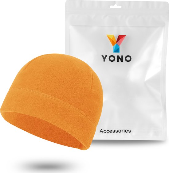 YONO Thermo Muts - Helmmuts Fleece - Fiets Muts voor onder Helm - Heren en Dames - Winter - Zomer - Oranje