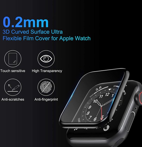Screen protector geschikt voor Apple Watch - 40mm - Curved Edges - Volledige Bescherming - 3-Pack