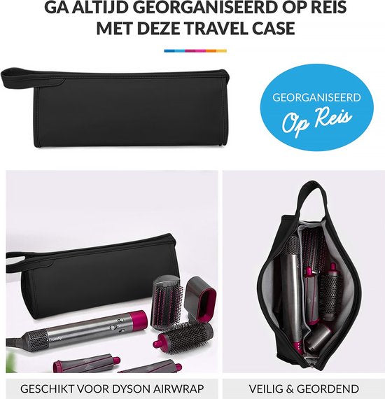 YONO Travel Case Tas geschikt voor Dyson Airwrap - Supersonic Fohn - Opbergtasje Haarstyler - Reistas Stijltang Opzetstukken - Zwart