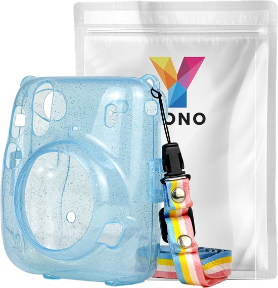 YONO Case geschikt voor Fujifilm Instax Mini 11 - Hoesje met Draagriem - Transparant - Blauw