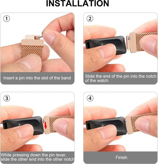 YONO Bandje geschikt voor Fitbit Inspire - HR - 2 - Milanees - Roze - Small