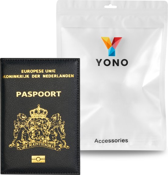 YONO Paspoort Hoesje NL - Paspoorthouder Kunstleer - Houder - Cover - Mapje - Zwart