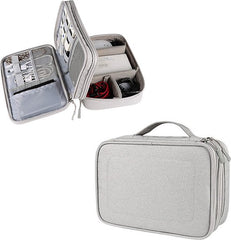 YONO Kabel Organiser Tas Large - Compacte Kabeltas - Opbergtas voor Elektronica en Accessoires - Etui Organizer Case - Lichtgrijs