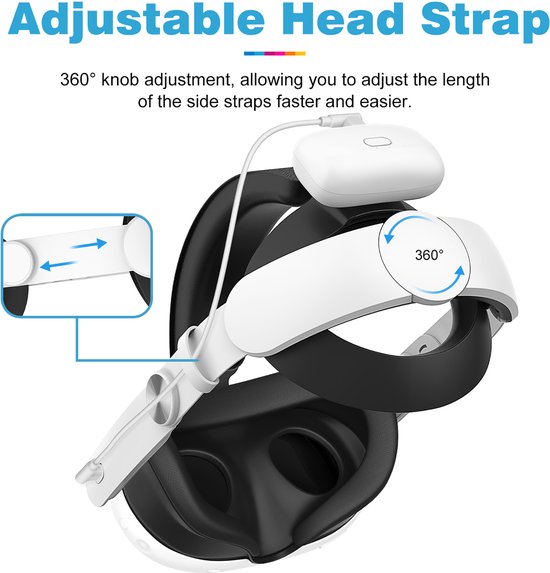 YONO Elite Strap met Accu geschikt voor Meta Quest 3 - Inclusief 6000mah Batterij - Oculus Case - Hoofdkussen Cover VR Bril - Accessoires