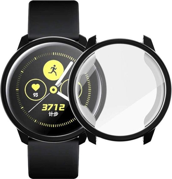 YONO Full Cover Bumper geschikt voor Samsung Galaxy Watch Active 2 40mm – Siliconen Case Screenprotector Hoesje – Zwart