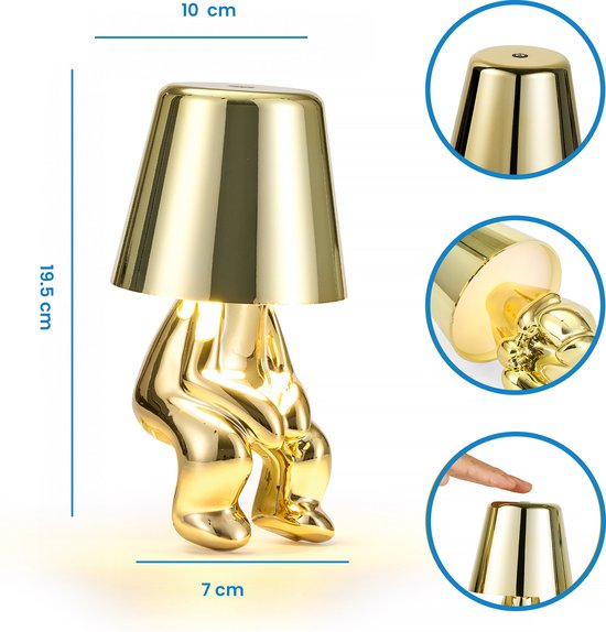 YONO Decoratieve Tafellamp Oplaadbaar - Nachtlampje Slaapkamer - Bureaulamp Woonkamer - Woondecoratie Beelden en Figuren - Waar - Goud