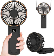 YONO Handventilator - Draagbare Ventilator Oplaadbaar - Tafelventilator Draadloos - Mini Fan - 6 Standen - Zwart