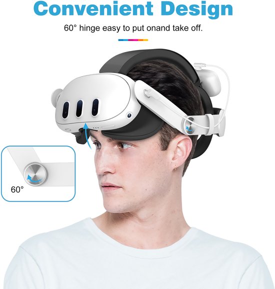 YONO Elite Strap met Accu geschikt voor Meta Quest 3 - Inclusief 6000mah Batterij - Oculus Case - Hoofdkussen Cover VR Bril - Accessoires