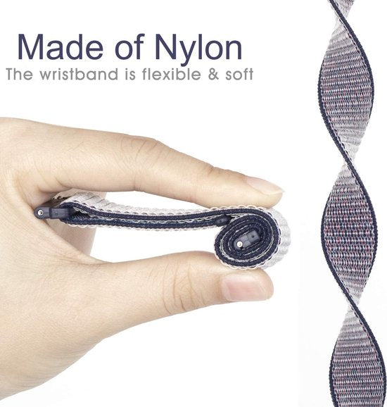 YONO Nylon Velcro Smartwatch Bandje 20mm - Horlogebandje geschikt voor Samsung Galaxy Watch 7 / 6 / 5 / Pro / 4 / 3 / Active 2 - Polar Ignite / Unite – Huawei - Donkerblauw