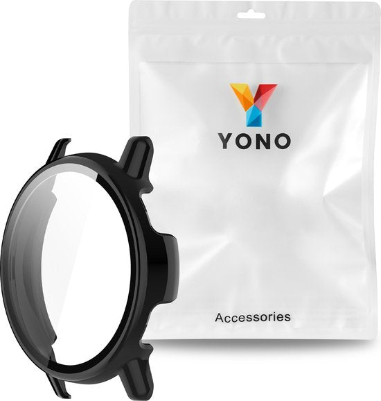 YONO Hoesje geschikt voor Garmin Vivoactive 5 - Screenprotector Case - Glas - Zwart