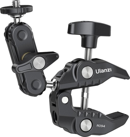 Ulanzi R094 Super Clamp statiefklem - Buisklem met balhoofd en Magic Arm - Tot 6 centimeter dik - 3/8 inch schroefgat