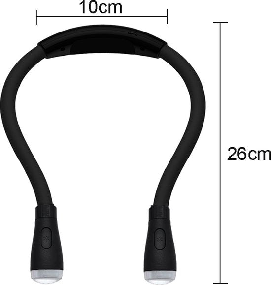 YONO Neklamp Oplaadbaar - Flexibele Leeslampje met Dimmer - Geschikt voor Boek - Handwerken - Haken - Kamperen - Bed - Slaapkamer - Zwart