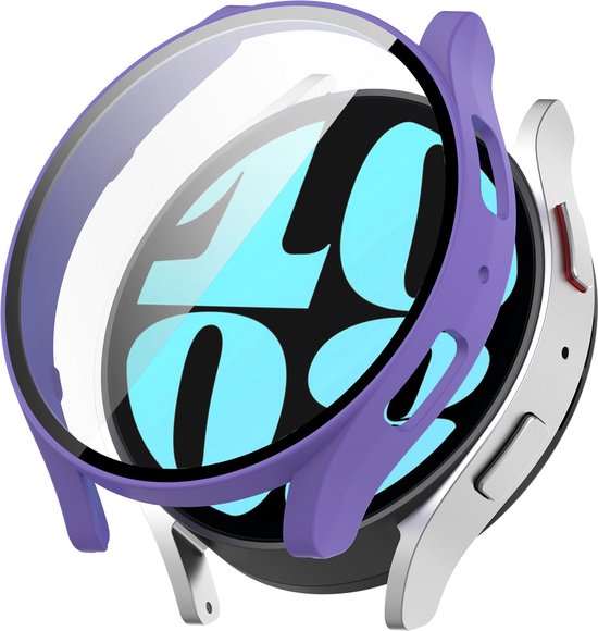 YONO Bumper geschikt voor Samsung Galaxy Watch 6 - 44mm - Screen Protector Hoesje - Full Cover Case - Lichtpaars