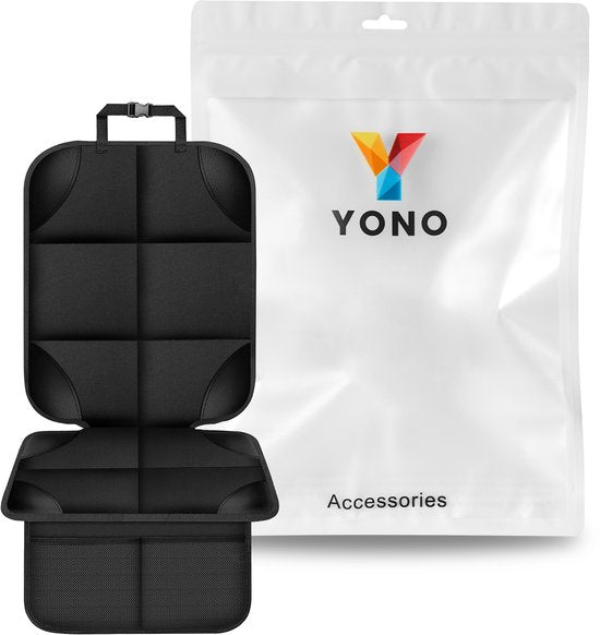 YONO Autostoel Beschermer met Organizer - Universeel - geschikt voor Isofix - Kinderstoel - Beschermer - Hoes Voorkant en Achterkant Auto Stoel - Zwart