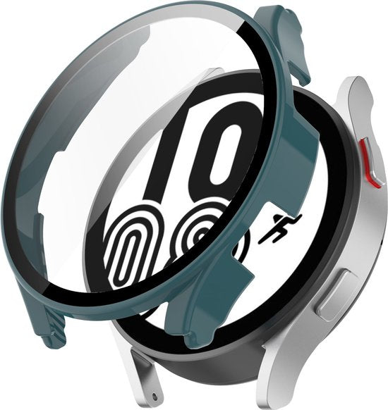 YONO Case geschikt voor Galaxy Watch 4 44mm - Screen Protector Hoesje - Full Cover Bumper - Donkergroen