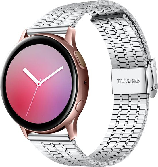 YONO Miami Schakel Bandje 20mm - Metalen Horlogebandje geschikt voor Samsung Galaxy Watch 7/6/5 / Pro / 4 / 3 / Active 2 - Polar Ignite / Unite – Huawei - Zilver