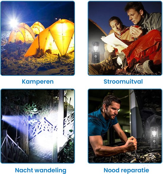 YONO LED Lantaarn Oplaadbaar - Camping Lamp - Kampeerlamp - Tentlamp - Windlicht - 1 Stuk