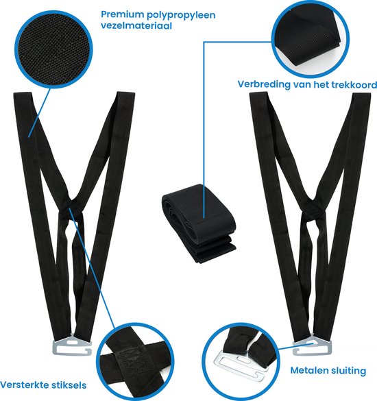 YONO Verhuisbanden Verstelbaar - Tilhulp Verhuis Harnas - Tilbanden set van 2 - Zwart