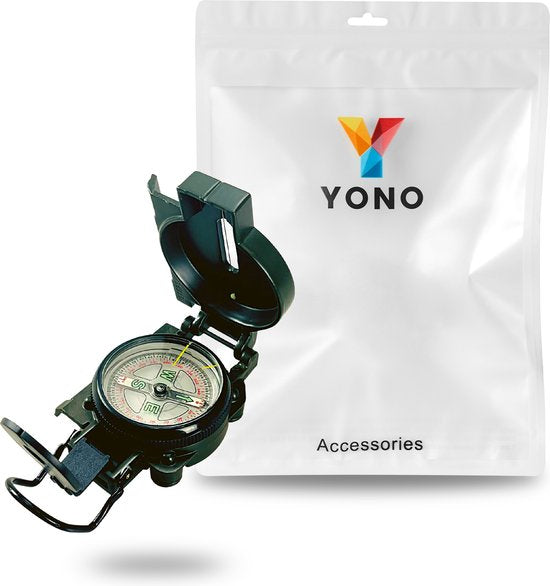 YONO Survival Kompas - Metaal - Inklapbaar - Zwart