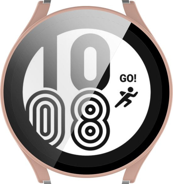 YONO Case geschikt voor Galaxy Watch 4 44mm - Screen Protector Hoesje - Full Cover Bumper - Lichtroze