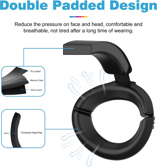 YONO Elite Strap met Accu geschikt voor Meta Quest 3 - Inclusief 6000mah Batterij - Oculus Case - Hoofdkussen Cover VR Bril - Accessoires